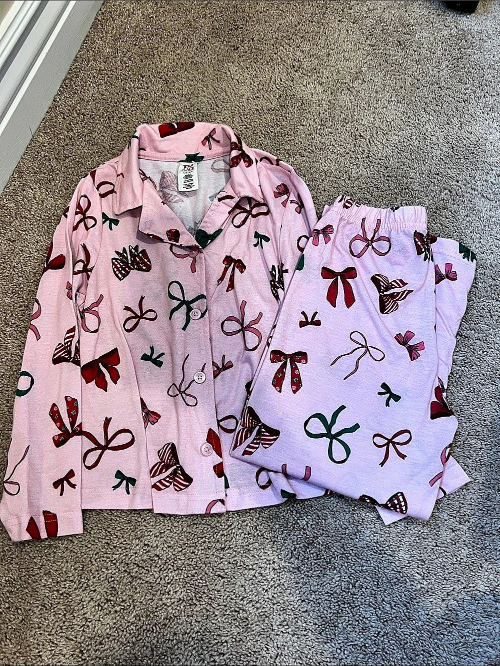Holiday bow pajamas